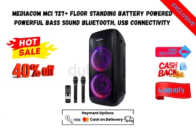 Mediacom MCI 727+ Floor Standing Battery Powered Powerful Bass Sound Bluetooth, USB Connectivity