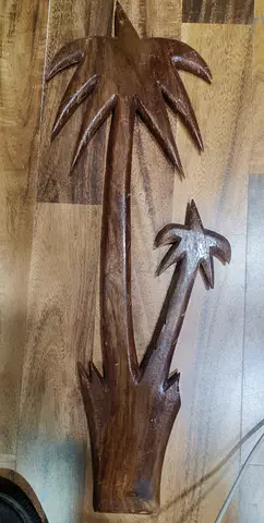 Wooden double palm tree wall-47cm height
