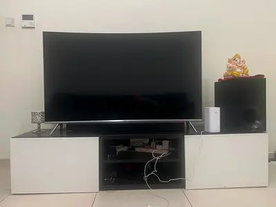 Samsung 55’ Curved LED Smart TV with Subwoofer and Media Console (UA55MU8500)
