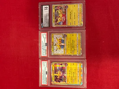 Set of 3 Graded Japanese Pikachu Promo Pokémon Cards (PSA/GEM-MT & CGC)