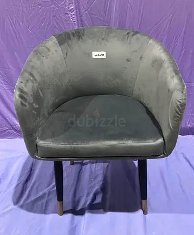 Dining Chair, Dark Grey Velvet with Black Metal Legs, 71×61×58 cm