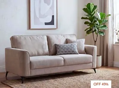 Beige 3-Seater Sofa - Modern, Good Condition