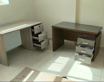 Large L-shaped Executive Office Desk - Light Wood Finish