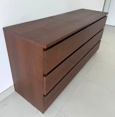 Large Wooden 6-Drawer Dresser / Sideboard - Dark Brown