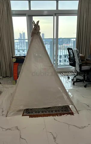 Wooden Frame Kids Teepee Play Tent - Neutral Cotton Canvas