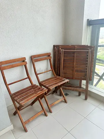 Balcony furniture - 2x wooden tables and chairs