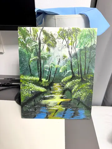Portrait Painting of Forest Stream (Acrylic/Canvas)