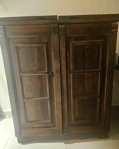 Solid Wood Two-Door Cabinet / Cupboard - Dark Finish