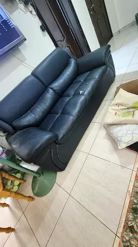 Black leather sofa