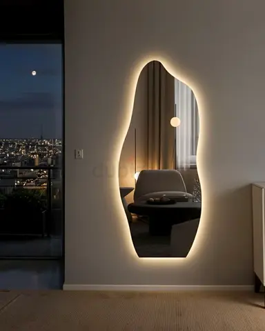 Modern Asymmetrical LED Backlit Wall Mirror