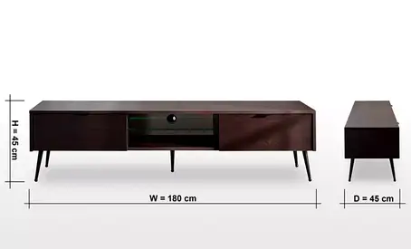 Mid-century Modern TV Console Cabinet 180cm - Dark Wood