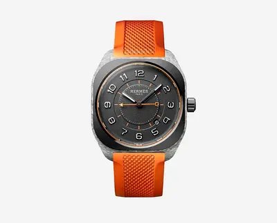 Hermes Sport Watch with Orange Rubber Straps NEGOTIABLE