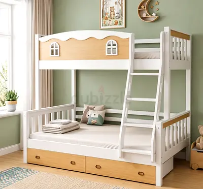 Brand New Wood bunk bed with Good Quality mattress Down storage Drawers