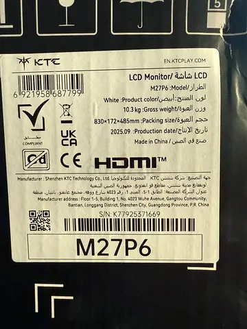 KTC 27 Inch Dual Mode Mini LED Monitor - 4K UHD at 160Hz & 1080P FHD 320Hz Gaming