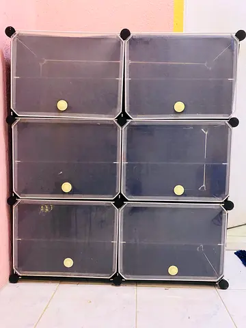 Modular 6-Cube Plastic Storage Cabinet with Doors
