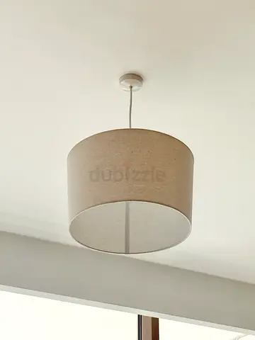 Beige Fabric Drum Ceiling Pendant Lamp