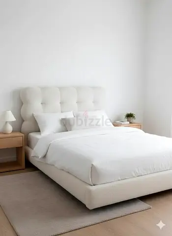 Modern Upholstered Bed with Tufted Headboard
