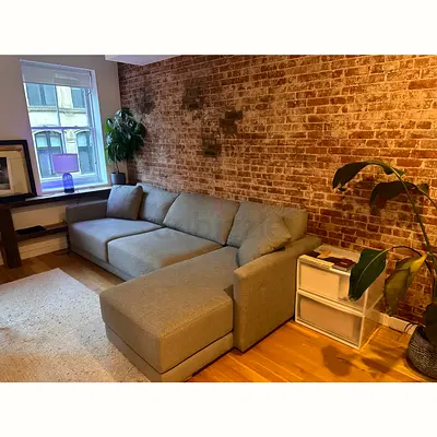 Crate and Barrel gray lshape sofa