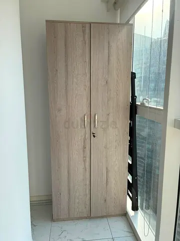 Modern Two Door Wood Finish Wardrobe with Lock