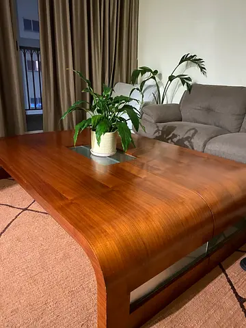 Solid Wood Curved Coffee Table in Good Condition