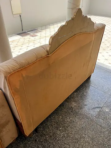 Classic single-seater sofa / armchair - beige fabric, solid frame 5 pices