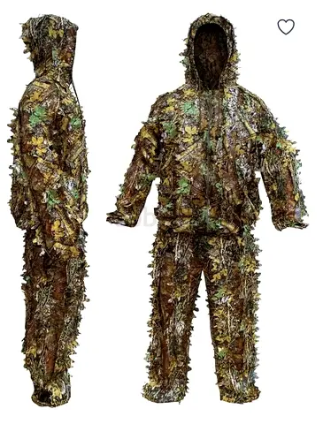 Full 3D Leafy Ghillie Suit - Camouflage Hunting Outfit with Hood