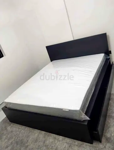 IKEA Malam queen size 160×200cm bed frame with 2 big storage drawers underneath with IKEA mattress