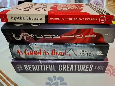 Stack of 4 Paperback Novels — Agatha Christie, Holly Jackson, Beautiful Creatures