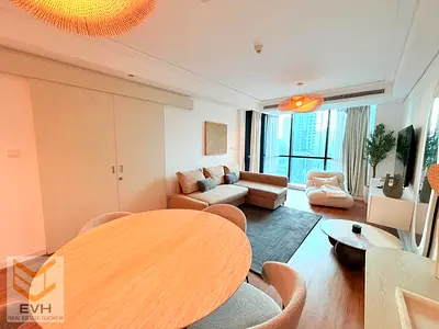 شقة مفروشة بغرفتي نوم | Goldcrest Views 2 | إطلالات على المارينا والمدينة | شرفة