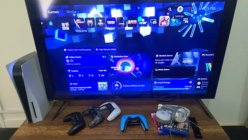 PS5 Gaming Setup + Samsung 55” 4K TV + 4 Controllers