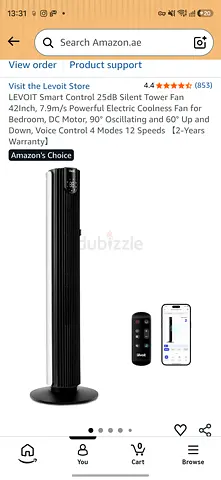 Levoit Quiet Smart Tower Fan - 42-inch, Remote & App Control (Used)