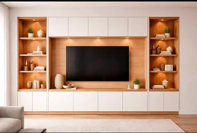 Custom Built-in Entertainment Unit with Shelving and Storage