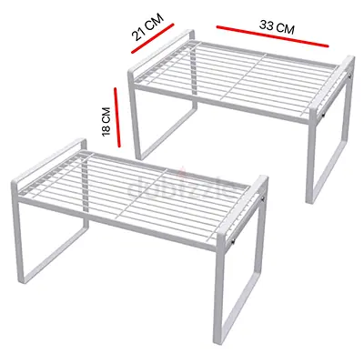 UNDER CABINET SHELF, COUNTERTOP STORAGE SHELF, SMALL SIZE, WHITE COLOUR