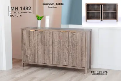 Grey Wood Console Table / Sideboard - 4 Door, Modern Finish (MH 1482)