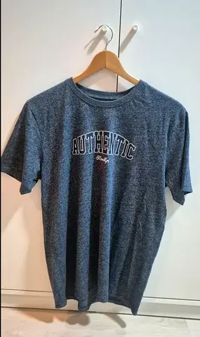 Blue 'Authentic' Short Sleeve Cotton T-Shirt - Size M