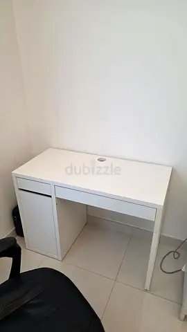 White MICKE Desk with Storage