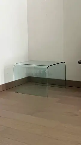 Curved Clear Glass Side Table -