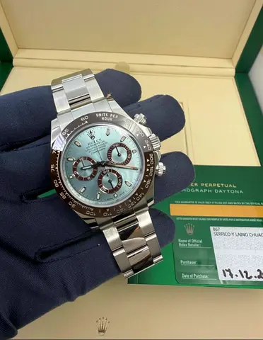 Rolex Daytona Platinum Ceramic Bezel Ice Blue 1:1 Clone With Box And Card