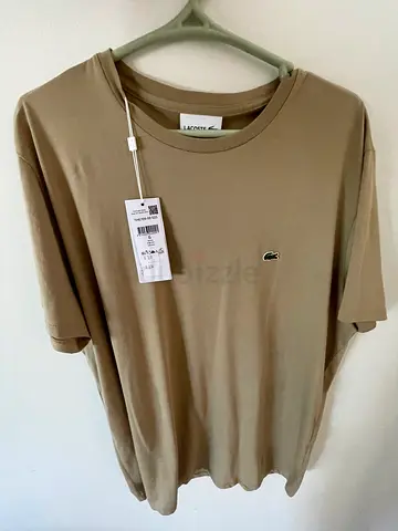 Lacoste beige crew neck logo t-shirt, brand new with tags, size L