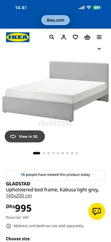 IKEA GLADSTAD Double Bed + IKEA Sprung Mattress – 140x200cm