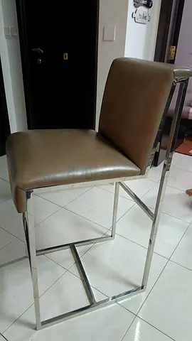 Counter stool Contemporary Chrome Frame Bar Stool with Olive Faux Leather Seat