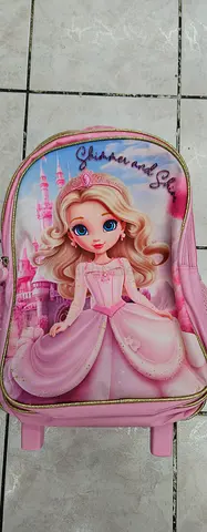Pink Princess Kids Rolling Backpack - Good Condition