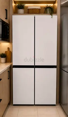 Samsung Bespoke 4-Door Side by Side digital inverter Refrigerator - Good Condition White Glass