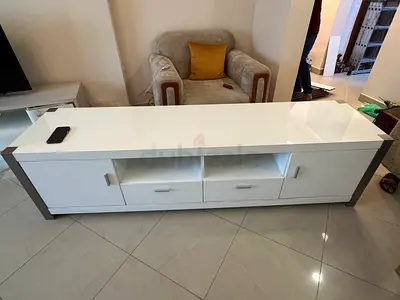 Tall White Storage Cabinet with Drawers and Shelves