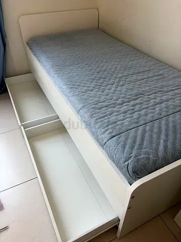 Two beds in one: Single Bed with Pull-Out wooden trundle single bed with storage drawers +mattresses