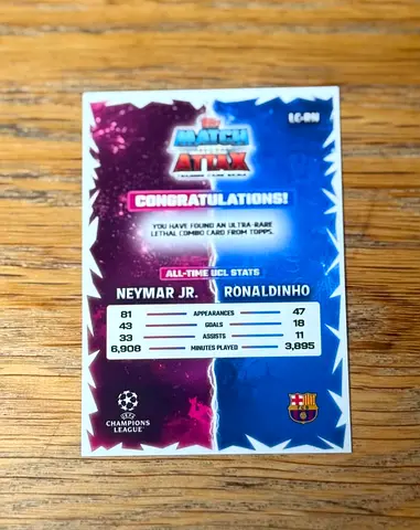 Match Attax Ultra Rare Neymar Jr. & Ronaldinho Combo Card (UEFA Champions League) 1 IN 500 PACKS