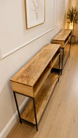 West Elm Solid Wood Storage Skinny Console Tables