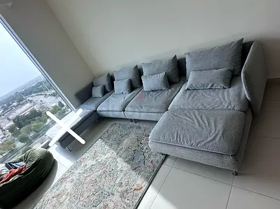 Selling in excellent Condition IKEA Sodhremn L Shape Sofa light gray