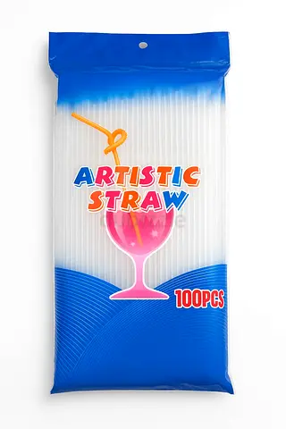 Pack of 100 Artistic Flexible Drinking Straws