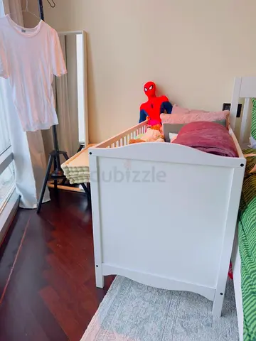 White Wooden Baby Crib / Cot in Good Condition